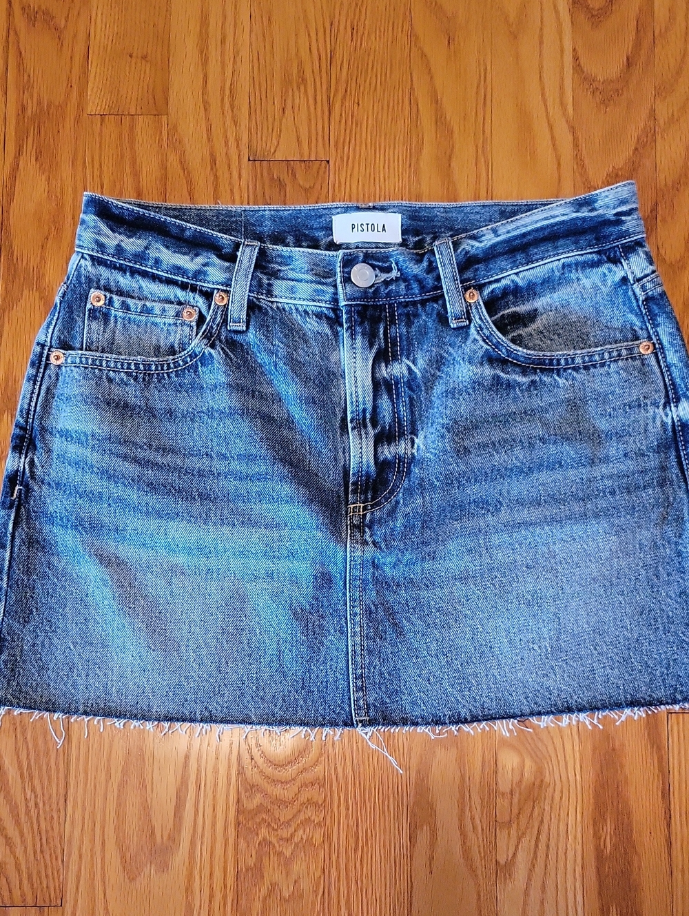 pistola faded blue denim mini skirt